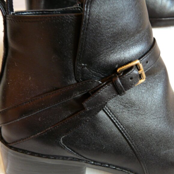 Cole Haan Grand OS Black Leather Ankle Zip Boots Women's 7 B Criss Cross Buckle - Picture 3 of 13